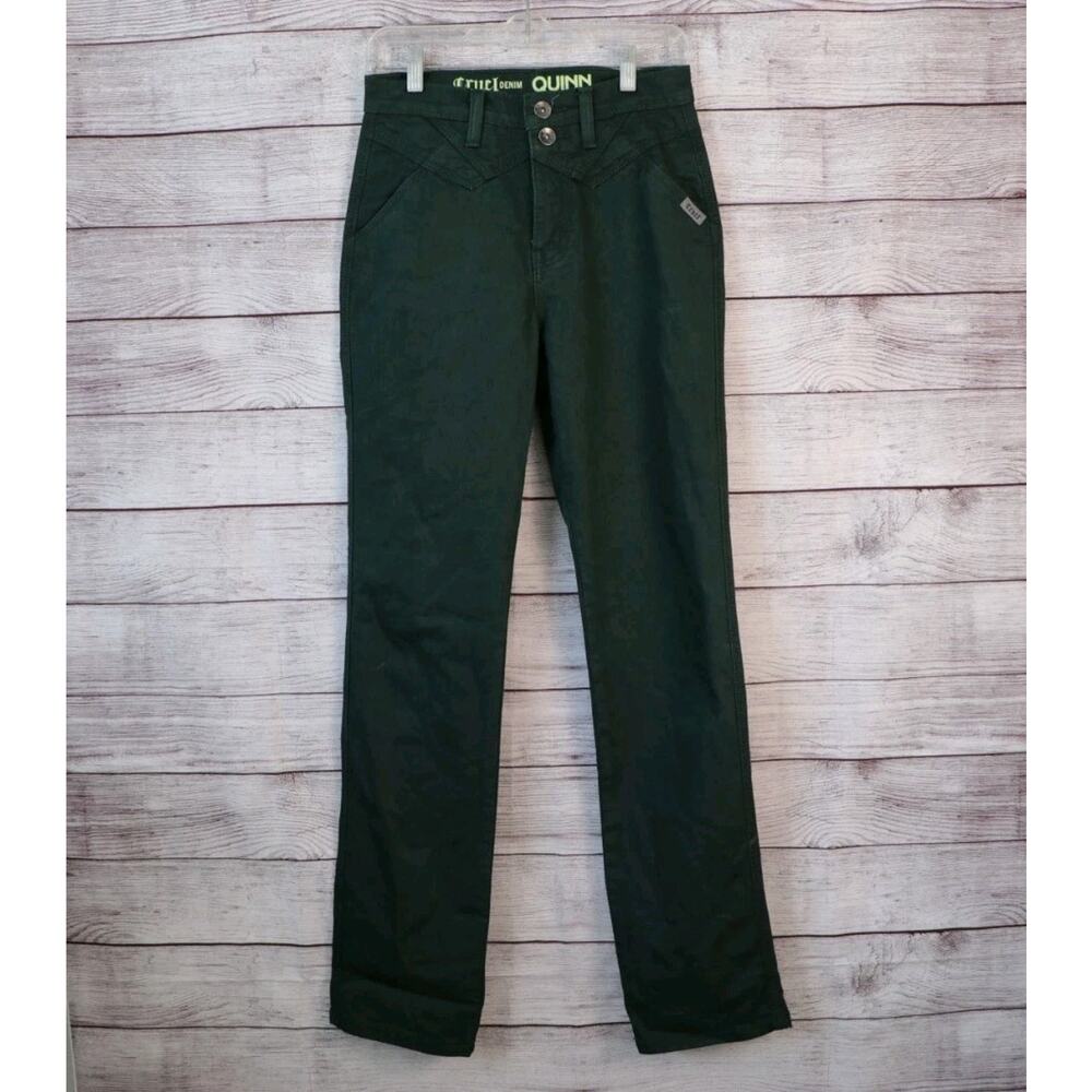 Cruel Denim Size 25 Green Quinn Abstract Double Button Fly Vintage USA Jeans